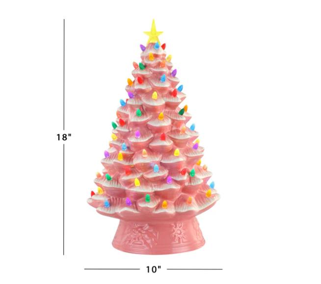 Mr. Christmas. 18 Inch Nostalgic Ceramic Tree - Pink Green White