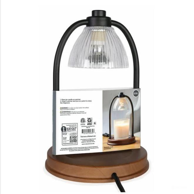 Black Ribbed Glass Candle Warmer Lamp for Home Decor