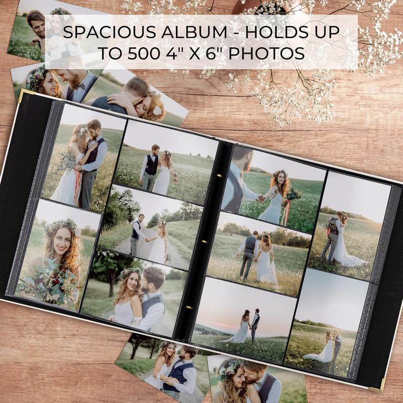 Beautiful Linen Photo Album For 4x6 Photos - Safely Holds Up To 500 Pictures of  Memories - The  Large Photo Book To Store All Pictures of Treasured Family,  or Wedding Moments