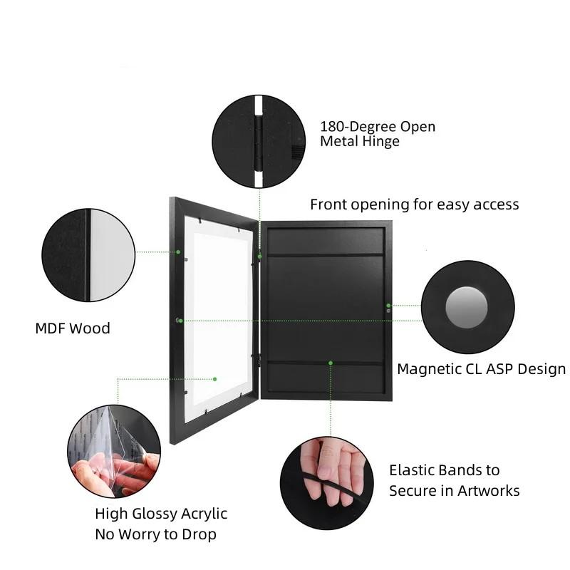 Kids Art Frames Quick Change Kids Art Display, Drawing Portfolio Artwork Storage Frame, Front Opening Changeable Display 10x13.5 ,Home Décor Decor Photo