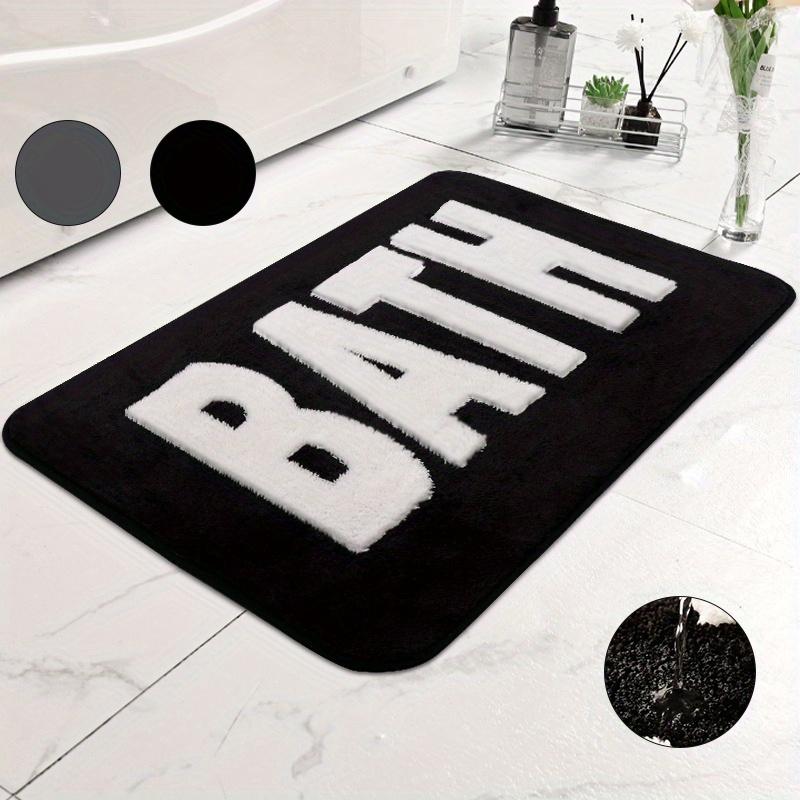 1pc Luxurious Letter Jacquard Embroidery Bathroom Mat - Soft, Thick, and Absorbent Imitation Cashmere Floor Rug with Non-Slip Backing - Machine Washable, Perfect for Shower Room and Bathroom Decoration, Comfortable and Gentle on Feet