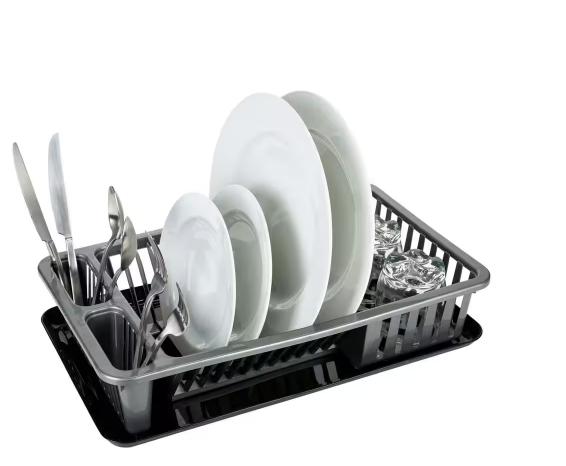 Large Dish Rack with Tray in Silver