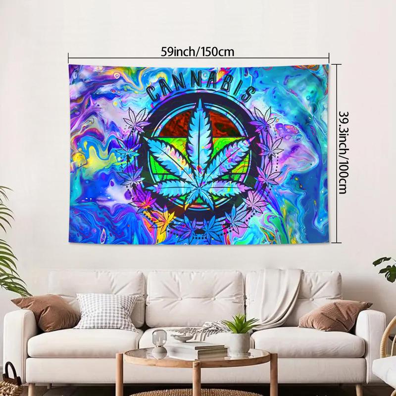 Marble Pattern & Weed Leaf Pattern Tapestry, 1 Count Fantasy Plant Leaf Tapestry, Wall Hanging for Home Living Room Bedroom Dormitory