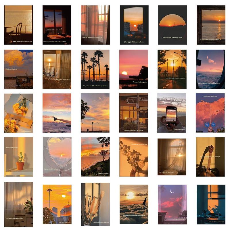 60pcs Sunset Series Sticker, Wall Sticker, Waterproof Sticker Pack for Water Bottle Skateboard Helmet Car Bike Luggage Laptop