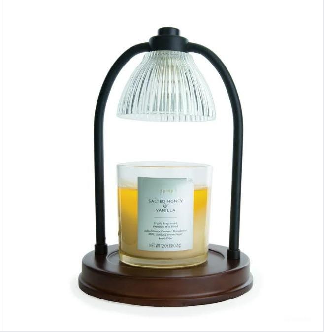 Black Ribbed Glass Candle Warmer Lamp for Home Decor