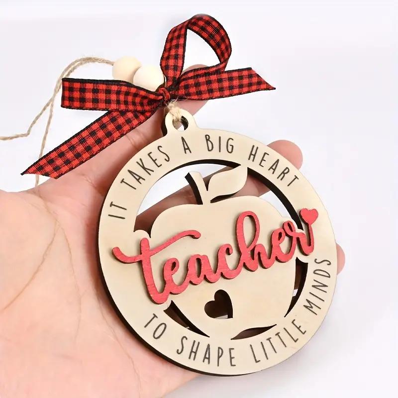 Teacher's Round Wooden Pendant Hanging Decoration, 2 Counts set Teacher Appreciation Hanging Ornament, Warm Gift, Christmas Tree Decoration, Party Decoration