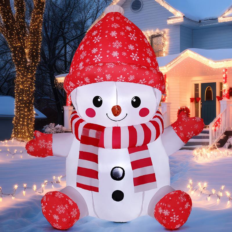 GOOSH 4.4 FT Christmas Inflatables Outdoor Decorations - Inflatable Baby Snowman with Red Hat and Gloves