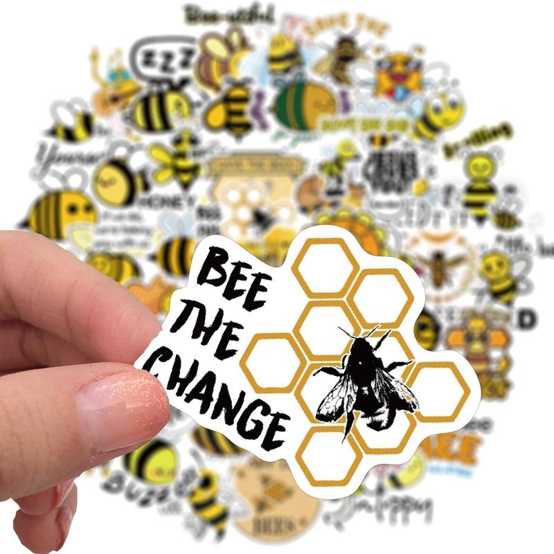 50pcs Cute Cartoon Bee Pattern Stickers, Multicolor Waterproof Stickers For Laptops Water Bottles Cars Skateboards Phone, DIY Decorative Stickers