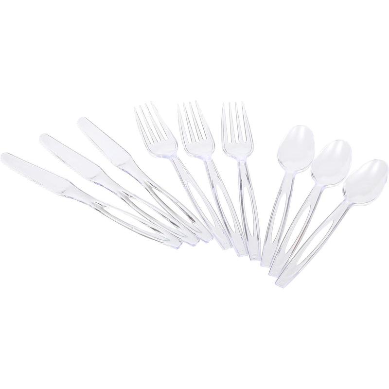 Glad Disposable Plastic Cutlery, Assorted Set | Clear Extra Heavy Duty forks, Knives, And Spoons | Disposable Party Utensils | 240 Piece Set of Durable and Sturdy Cutlery