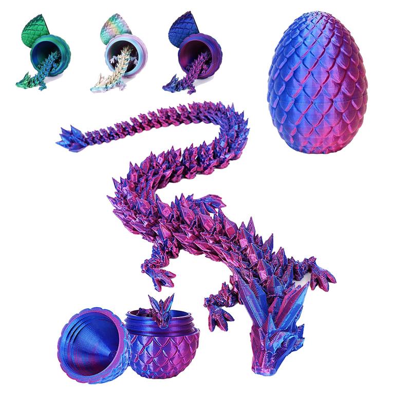 Creative 3D Printed Dragon & Egg Set, 2 Counts set Gradient Color Dragon Ornament, Desktop Decoration for Home Office, Gift for Friend & Boyfriend