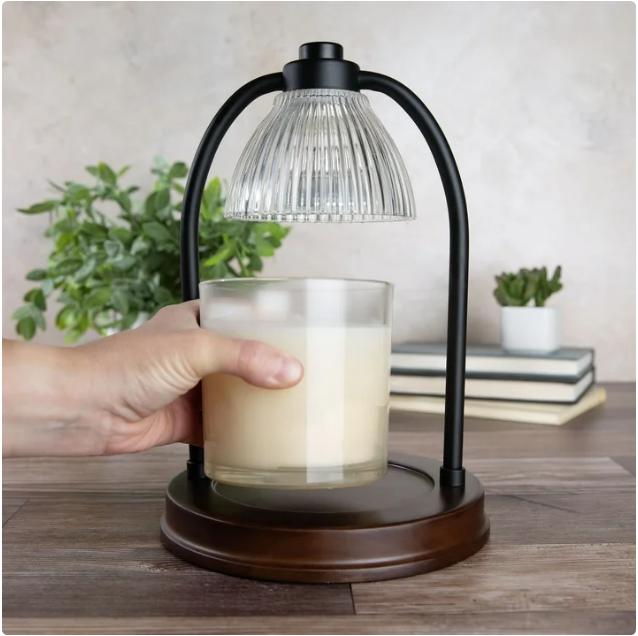 Black Ribbed Glass Candle Warmer Lamp for Home Decor