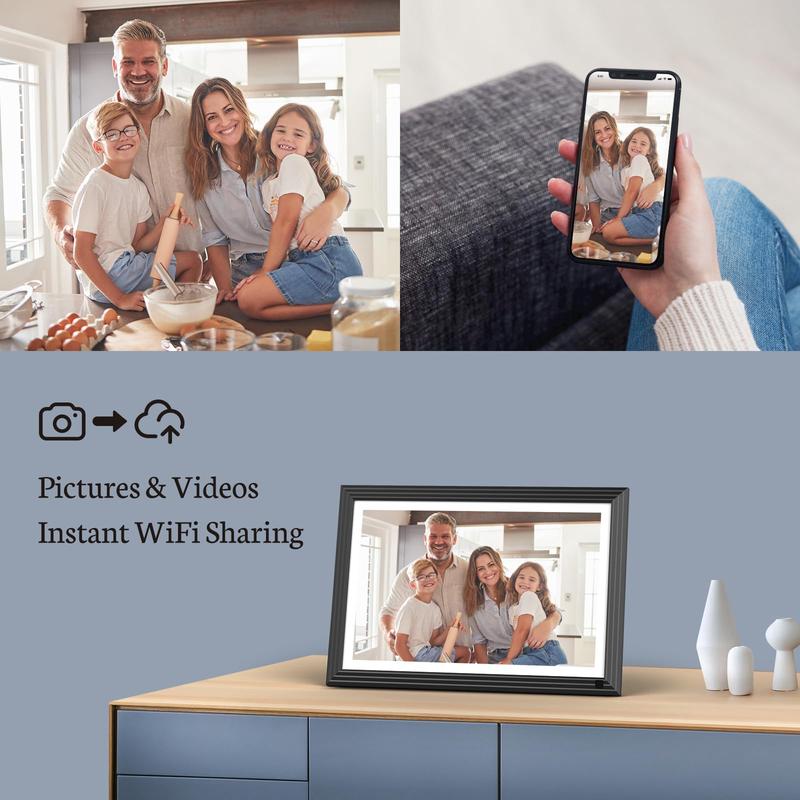 BSIMB 10.1'' Digital Picture Frame 32GB - Upload Photos&Videos from Anywhere via App Email, Perfect Gifts for family friends, Easy to Use with Touch Screen, Premium HD IPS Display, Support Micro SD Card and USB drive