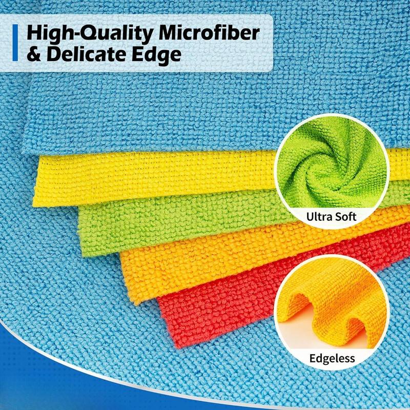 100 Pcs Microfiber Cleaning Cloths, Cleaning Rags Towels Bulk Absorbent Lint-Free Washcloths, All-Purpose Cloth Wipes for Car, Shop, Office, Household Cleaning 11.5