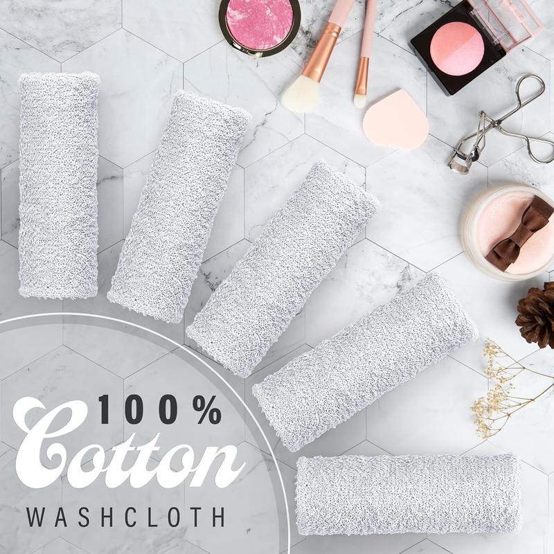 10 Pack White Cotton Wash Cloths - 12 x 12 inch Ultra Absorbent Premium Quality - Machine Washable