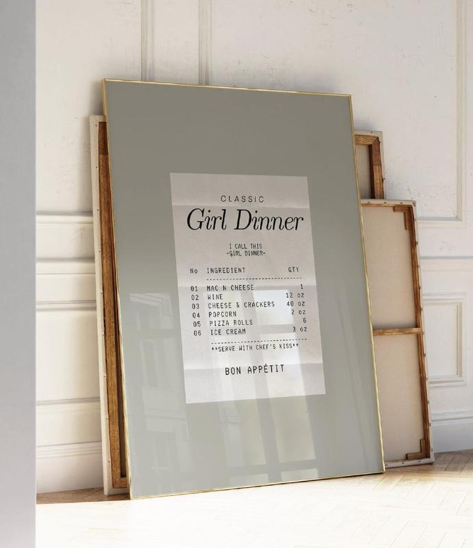 Girl Dinner Receipt Print, Minimal Wall Art Print Poster, Poster No Framed, Decor home,cool picture, Poster No Framed, Decor home