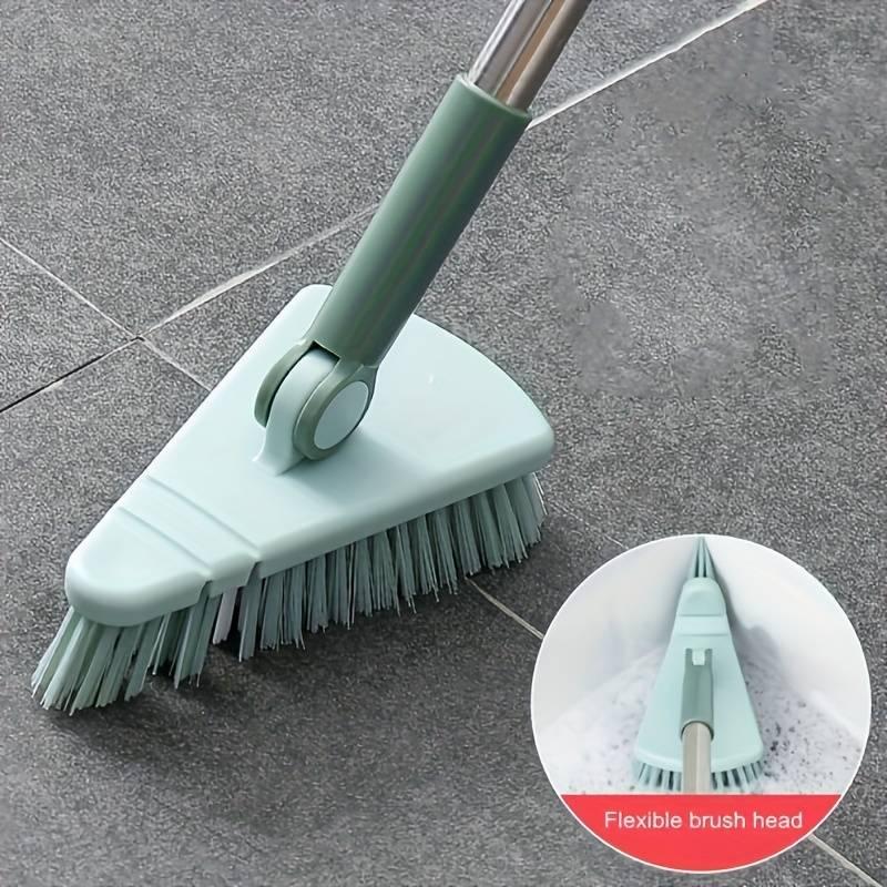 Long-Handled Scrub Brush for Bathroom & Kitchen - 37.4” Tile & Tub Cleaner Cleaning Scrubber