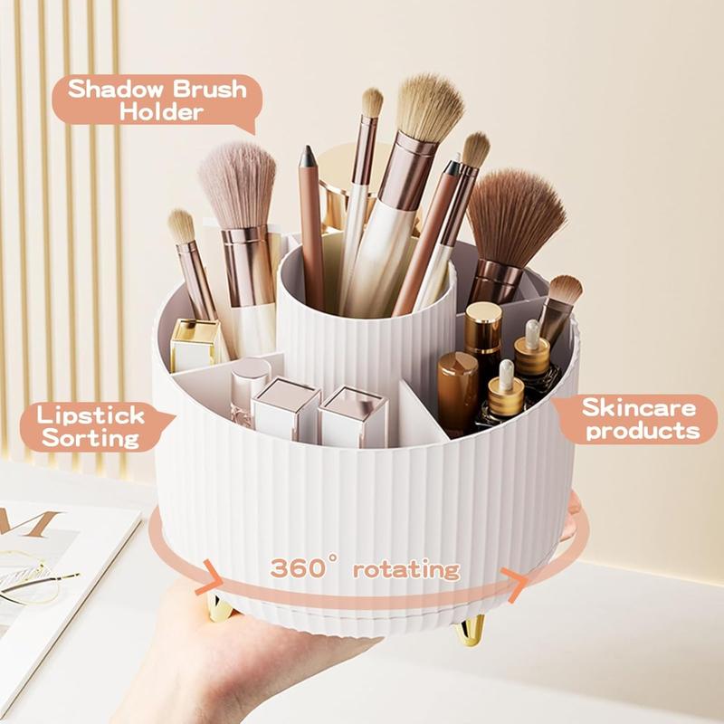 360° Rotate Makeup Brush Holder Organizer, Makeup Organizers Countertop, Makeup organization and Skincare Storage for Vanity, Desktop,Bathroom (White)