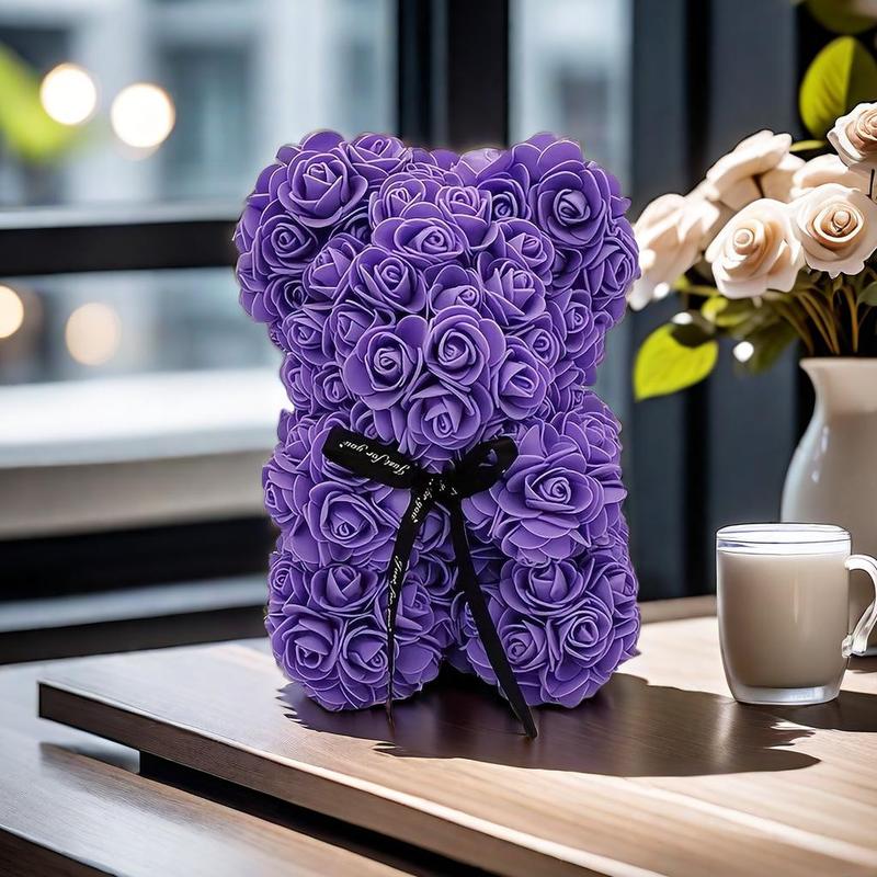 Artificial Rose Bear Design Bouquet, 1 Count Cute Bear Design Fake Flower Bouquet, Decoration Supplies for Home Party Wedding Anniversary Festival