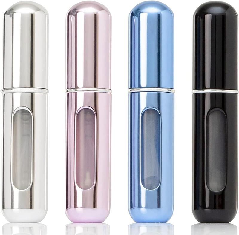 4 count Refillable Perfume Atomizer Bottle, Travel Perfume Mini Spray Bottles, Cologne Dispenser, Portable Empty Perfume Spray Bottle, Container with Bag