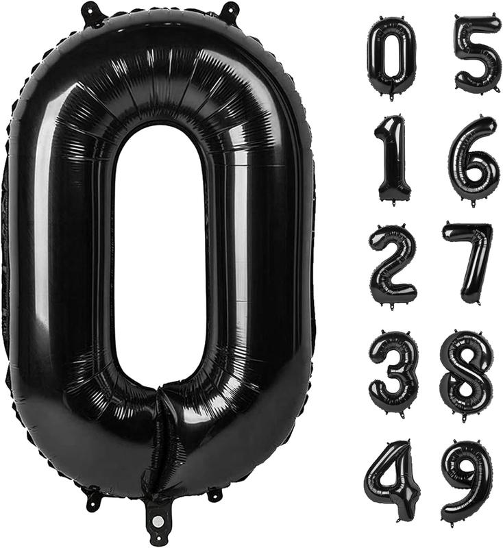 40 Inch Black Number Balloon 0-9(Zero-Nine), Big Size Happy Birthday Balloon, Foil Helium Big Number Balloon for Birthday Celebration Decorations Graduations Anniversary Photo Shoot