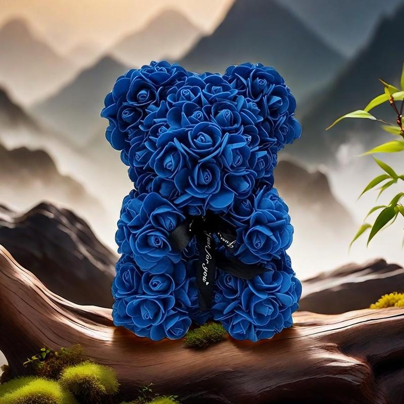 Artificial Rose Bear Design Bouquet, 1 Count Cute Bear Design Fake Flower Bouquet, Decoration Supplies for Home Party Wedding Anniversary Festival