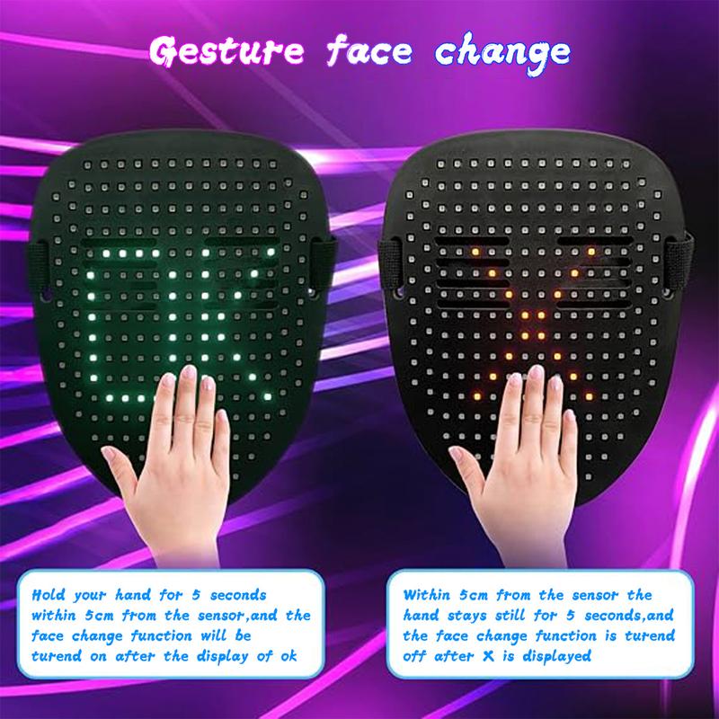 LED mask with gesture sensor, Halloween Christmas carnival party mask, suitable for costume party role unisex LED light-up Accessories halloween mask