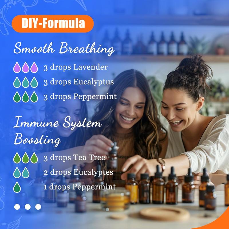 Essential Oils for Diffusers for HomeTop 6 Gift Essential Oil SetInclude Lavender, Orange, Peppermint, Tea Tree, Eucalyptus, LemongrassBeginner Kit10ML*6