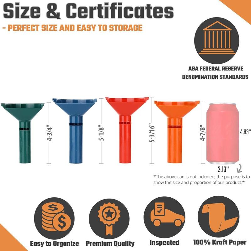 Coin Storage & Sorter Tubes 4 Color u2013 Coded Coin Counters Tubes and Assorted Coin Wrappers