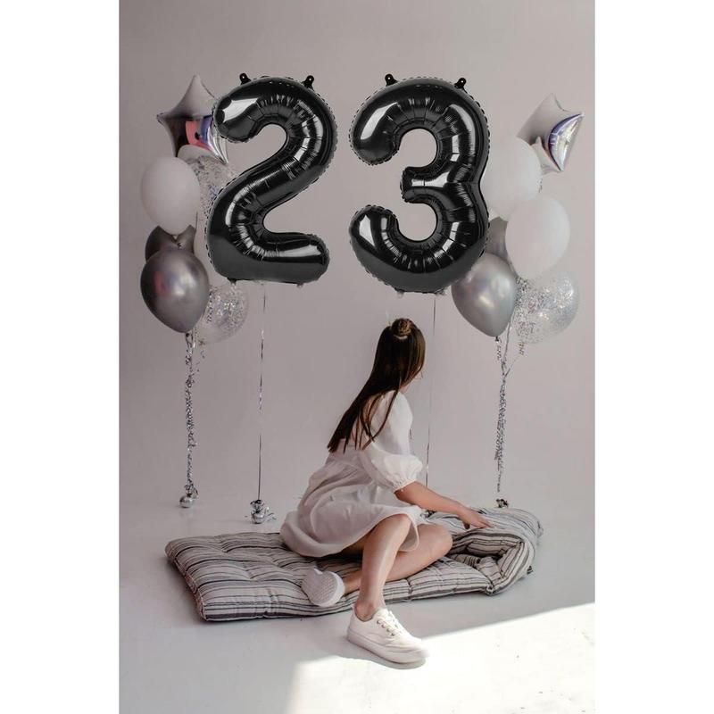 40 Inch Black Number Balloon 0-9(Zero-Nine), Big Size Happy Birthday Balloon, Foil Helium Big Number Balloon for Birthday Celebration Decorations Graduations Anniversary Photo Shoot