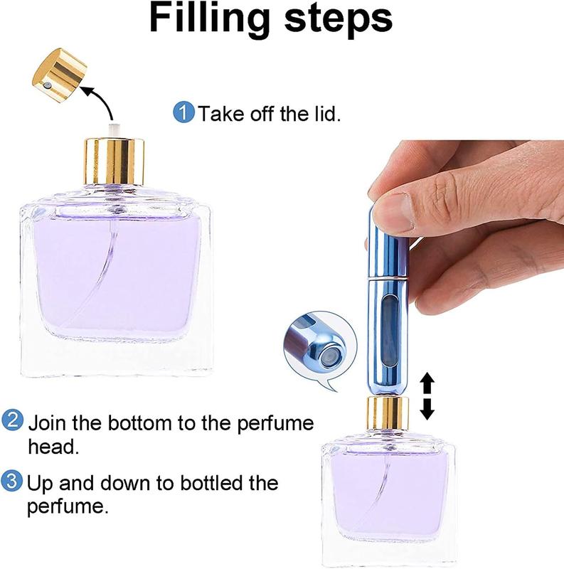 4 count Refillable Perfume Atomizer Bottle, Travel Perfume Mini Spray Bottles, Cologne Dispenser, Portable Empty Perfume Spray Bottle, Container with Bag