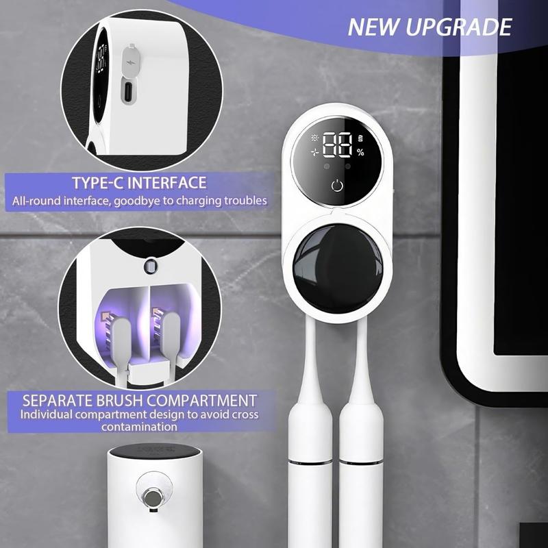 X122 Toothbrush Cleaner,toothbrush Sanitizer,UV-CCleaning and Air Drying,LED SmartScreen,X122 toothbrush sterilizer,Rechargeable Wall Mount ToothbrushHolder