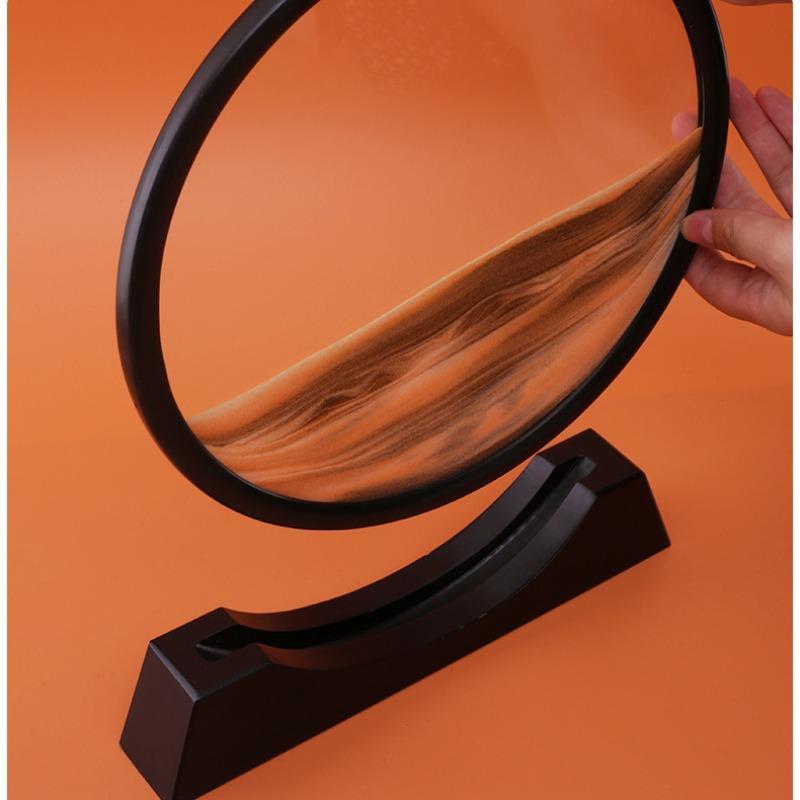 Dynamic Sand Carving Art Decoration, 1 Count Unique Circular Glass Flowing Sand Painting, Perfect Home and Office Decoration, Ideal Gift