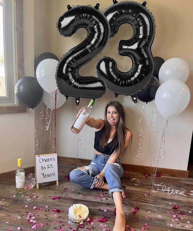 40 Inch Black Number Balloon 0-9(Zero-Nine), Big Size Happy Birthday Balloon, Foil Helium Big Number Balloon for Birthday Celebration Decorations Graduations Anniversary Photo Shoot