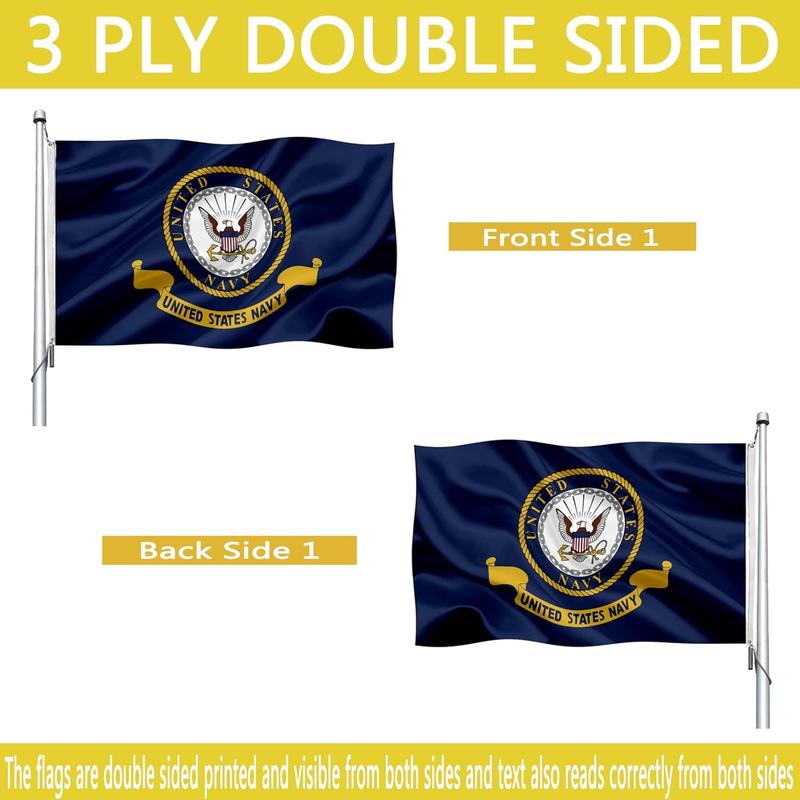 FATIMA US Navy Emblem Flag Double Sided 3x5 Outdoor- Heavy Duty Navy Naval Military Flags -United State Navy Flags Banner with 2 Brass Grommets 4 Rows Stitche -F28