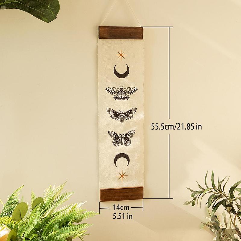 Moon & Butterfly Pattern Hanging Decoration, Boho Decorative Hangable Ornament for Home Living Room