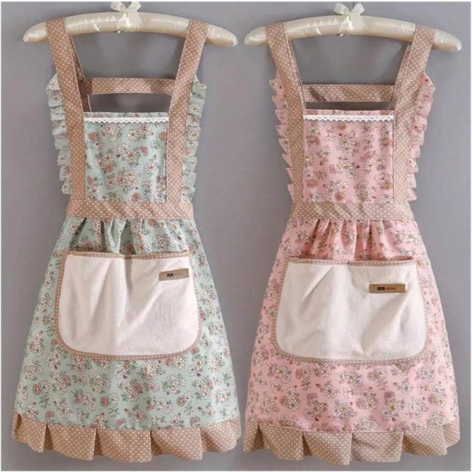 1pc Waterproof And Oil Resistant Canvas Apron - Floral Design, Adjustable Belt, Breathable Fabric, New Kitchen Home Cooking Oil And Stain Proof Scarf