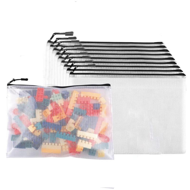 A4 Mesh Zipper Pouch File Bag, 10pcs set Reusable Zipper Bag for Organizing Storage, Waterproof Puzzle Storage Bag, Zipper File Bag for Board Game Storage