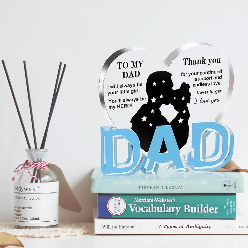 Fathers Day Dad Gifts, Gifts for Dad - Acrylic Heart Plaque Dad Gifts 3.9 × 3.7 × 0.4inch, Dad Birthday Gift, Christmas Gifts for Dad, Gifts for Dads Birthday, Dad Gifts from Daughter