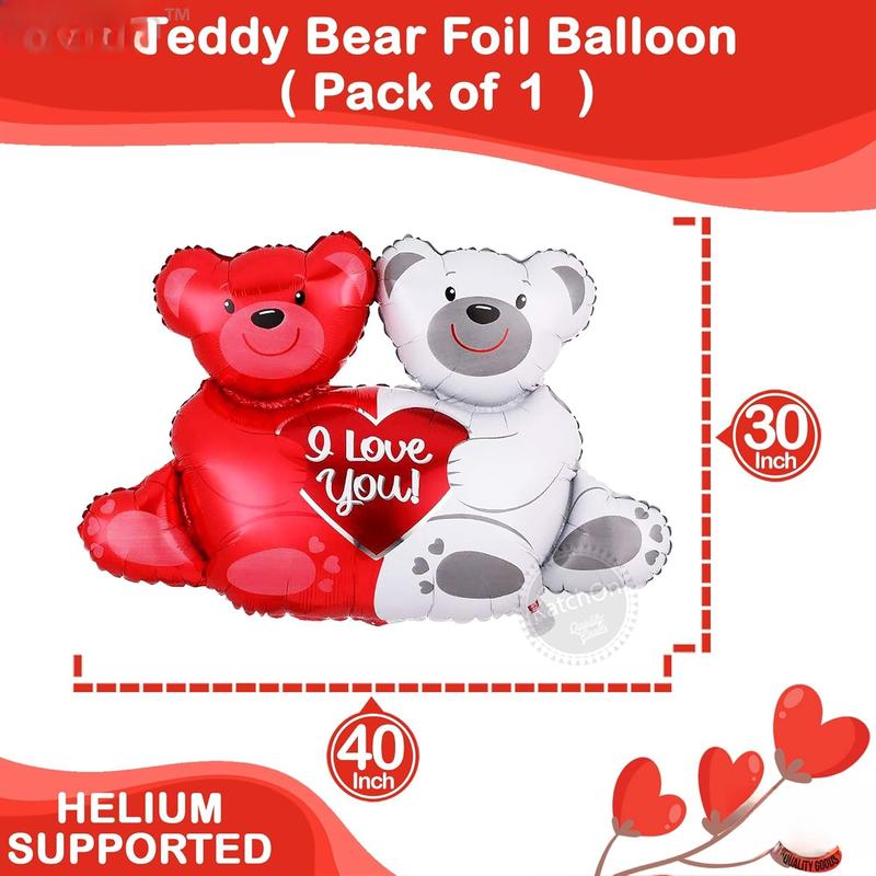 , Teddy Bear I Love You Balloon Set - 40 Inch | Red Rose Petals Pack of 1000, Red Heart Balloon for Romantic Decorations Special Night | Valentines Day Balloons, Valentines Day Decorations