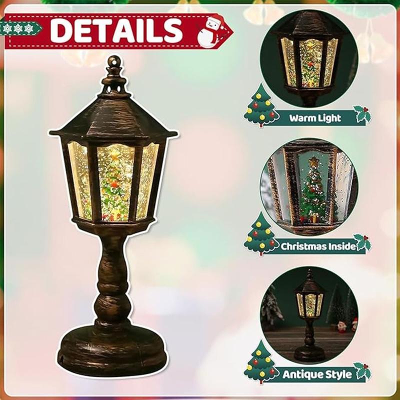 Christmas Themed Light, 2025 New Fall Snow Globe Lantern Thanksgiving Glittering Lighted Lantern, Christmas Night Light Lamp with Music and LED for Car Christmas Decoration Gifts