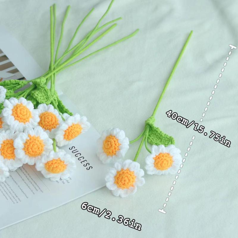 Artificial Daisy Flower, Handmade Crochet Flower, Faux Flower for Home Decor, Decorative Flowers for Wedding Bouquet, Restaurant, Room Decor