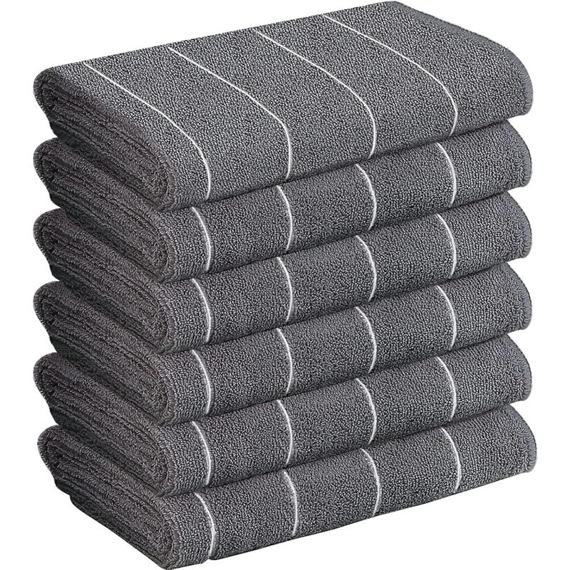 6 Pack Hand Towels – Absorbent, Fast Drying,Microfiber Bathroom Towel - Multipurpose for Hotel,Travel,Sports,Hand Towel 16 x 28 Inches - Gray