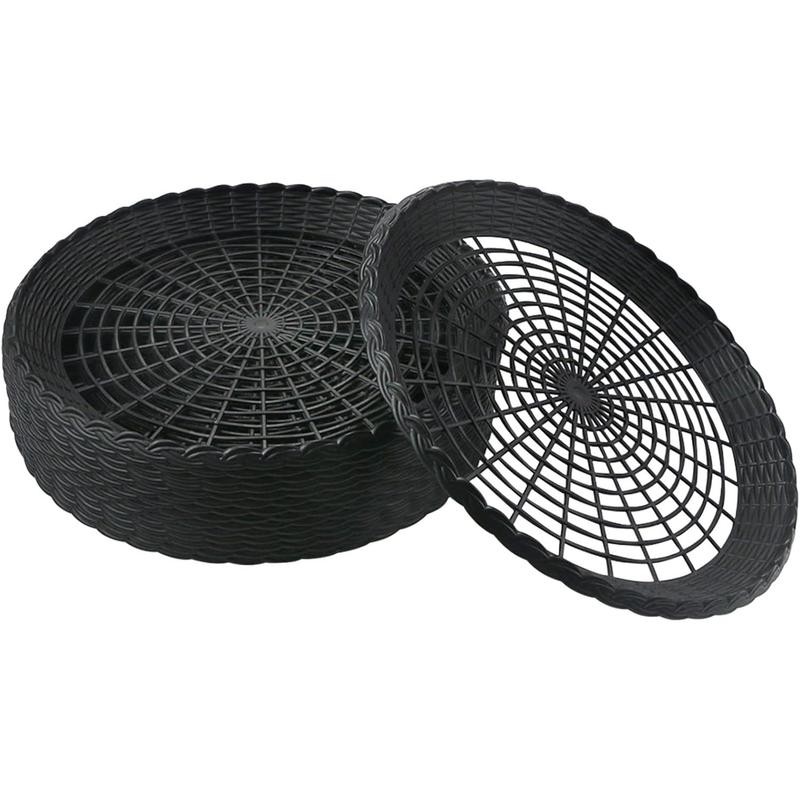 15 Pack 10'' Black Plastic Paper Plate Holder, Hollow Paper Plate Special Holder,Imitation Rattan Weaving Reusable Plate Holder