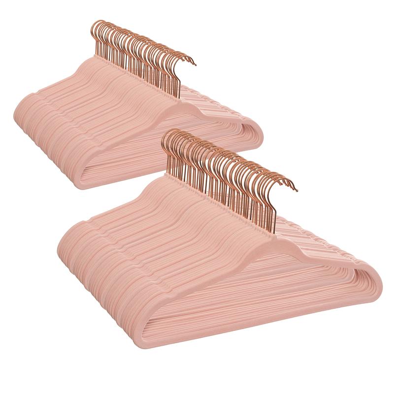 Better Homes & Gardens Non-Slip Velvet Adult Clothing Hangers, 100 Pack, Pink, Space Saving