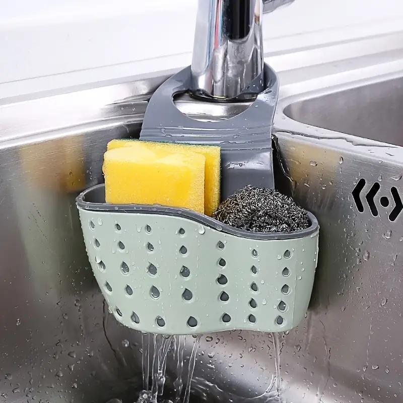 Kitchen Sink Shelf, 1 Count Soap Sponge Drain Rack Holder, Double Decker Hanging Basket Storage Suction Cup Kitchen Organizer Sink Accessories Wash Dropshipping