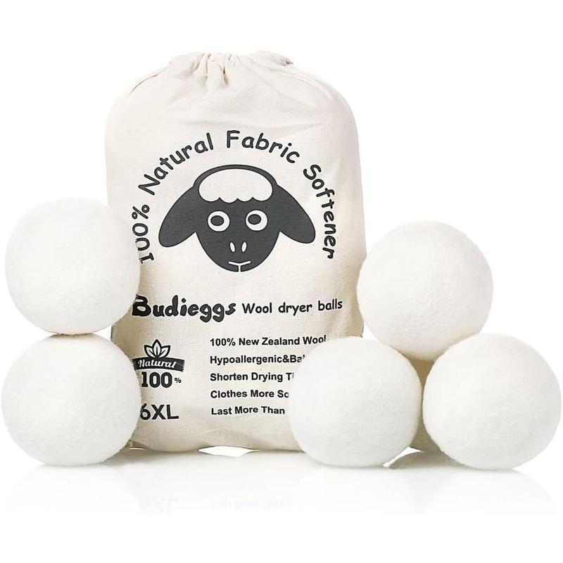 Wool Dryer Balls Dark Grey XL 6-Pack, 100% New Zealand Organic Fabric Softener for 1000+ Loads, Safe & , Reduce Wrinkles & Shorten Drying Time Naturally (6count Grey-XL) Accessories Laundry