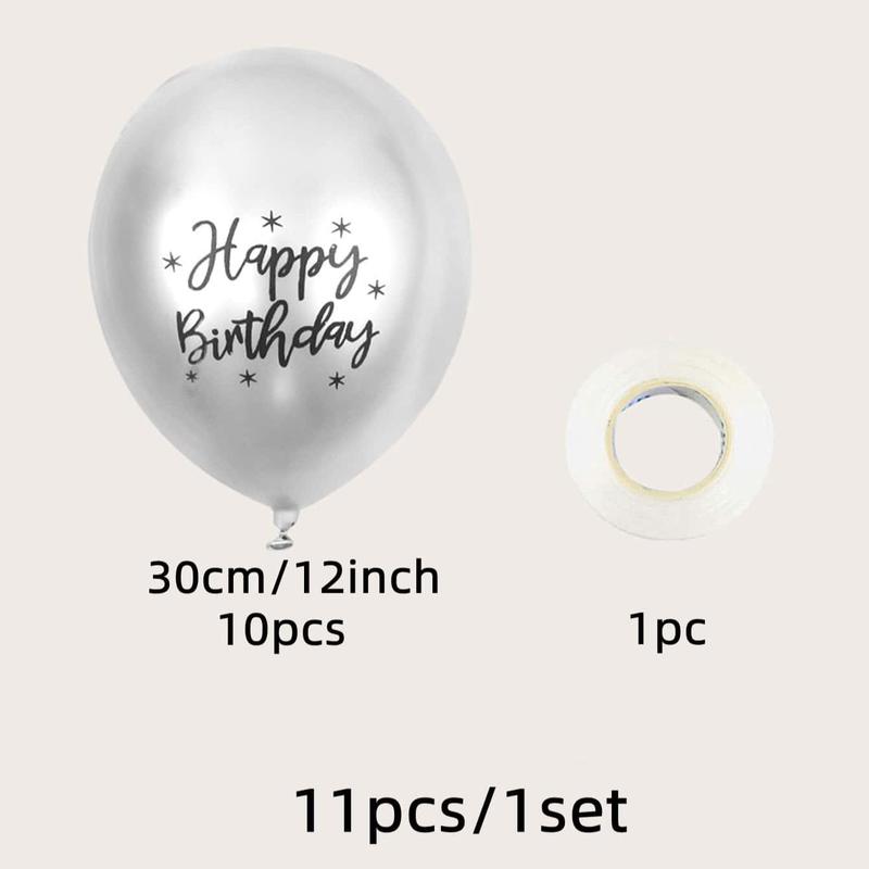 10pcs Happy Birthday Letter Pattern Balloon with Tape, Balloon for Birthday Party Decoration