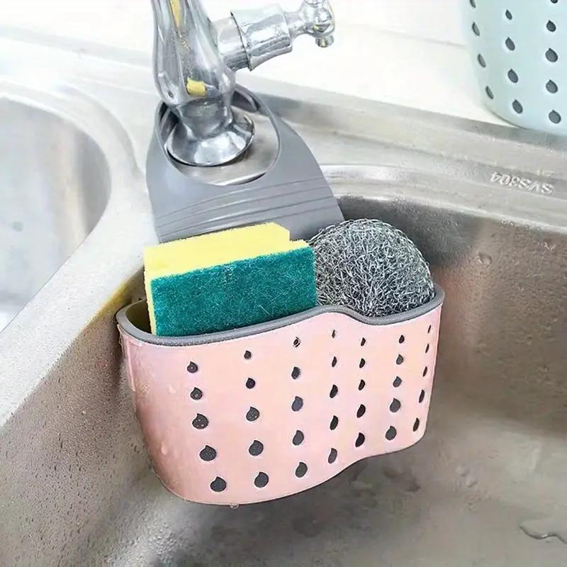 Kitchen Sink Shelf, 1 Count Soap Sponge Drain Rack Holder, Double Decker Hanging Basket Storage Suction Cup Kitchen Organizer Sink Accessories Wash Dropshipping