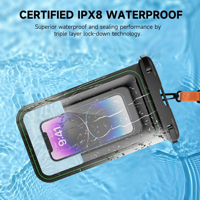 Floating Waterproof Phone Pouch, Anti-sinking Waterproof Phone Case for iPhone 15 14 13 12 Pro Max, IPX8 Cellphone Dry Bag Beach Cruise Ship Essentials - 9 inches