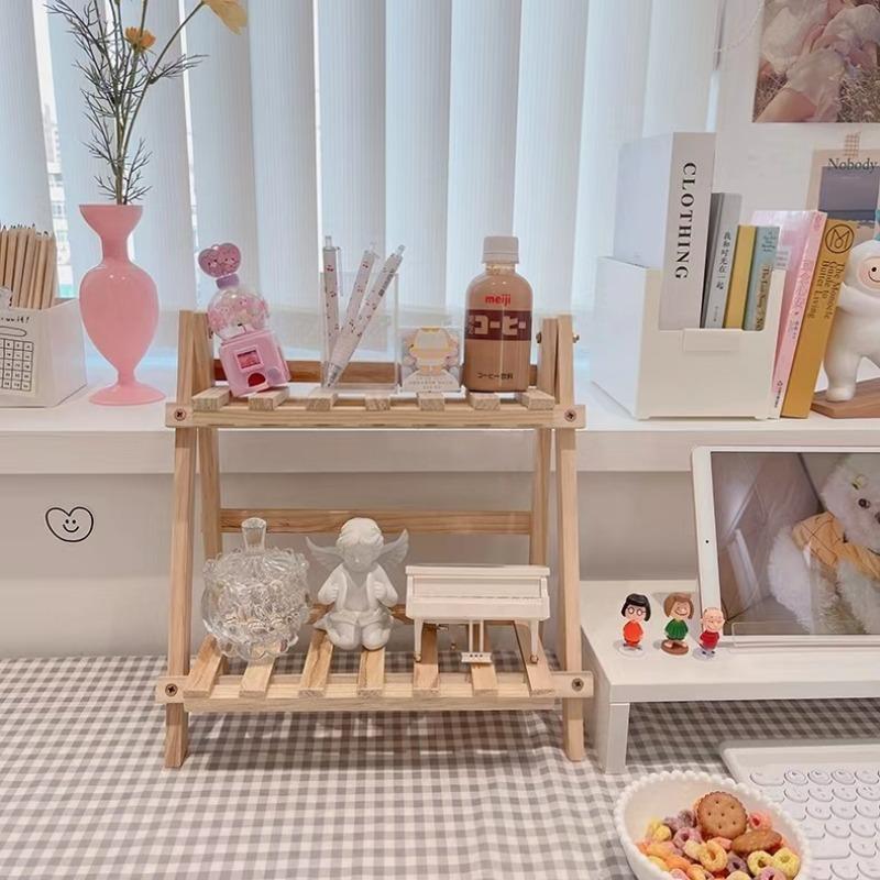 Wooden Desktop   Organizing Storage Rack, 1 Count Double Layer Desk Organizer, Desk Storage Shelf for Home Office, Summer Essentials, Desk Accessories, Home Decor Shelf, Room Accessories, Bedroom Decor, Girls Bedroom Furniture